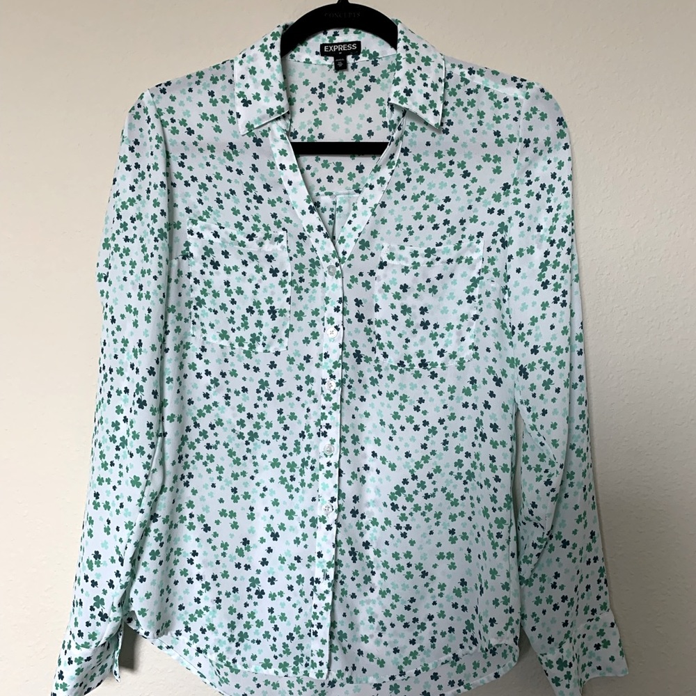 Express Shamrock Blouse XS. Like new. Perfect For Saint Patrick’s Day!